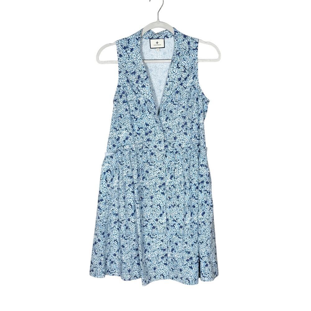 Tuckernuck Royal Shirt Dress Blue Hydrangea Size XS Sleeveless A-Line - Picture 2 of 6